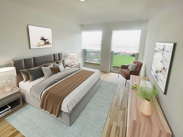 Fix & Flip - Digital möbliertes Schlafzimmer einer Wohnimmobilie
