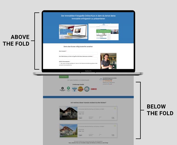 Above und below the fold deiner Website