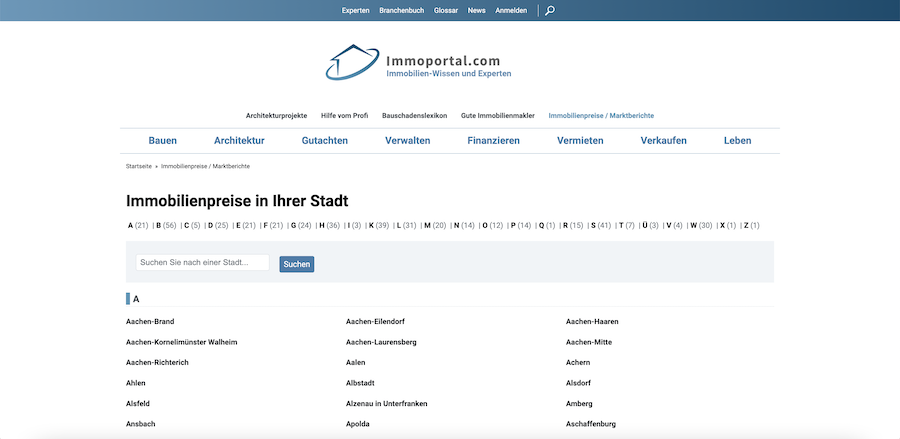 Immobilienpreise & Marktberichte auf Immoportal.com