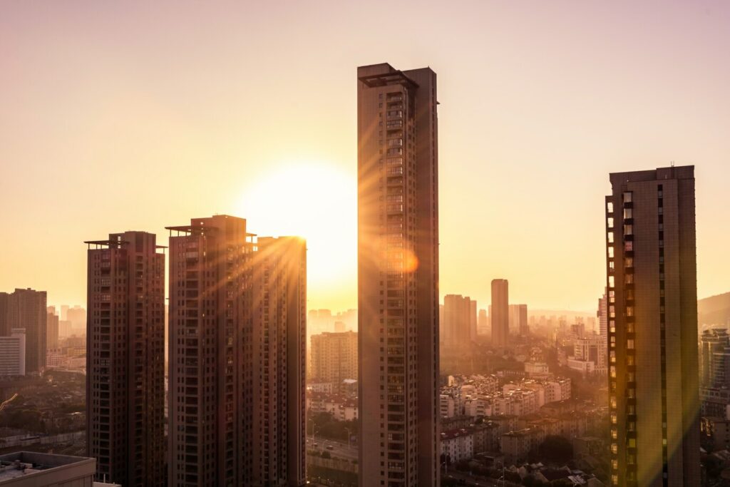 Immobilien-Sonnenuntergang